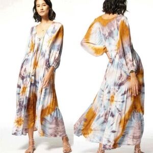 YOUNG FABULOUS & BROKE XS Dawn Tie-Dye Multi-Color Wash Dress